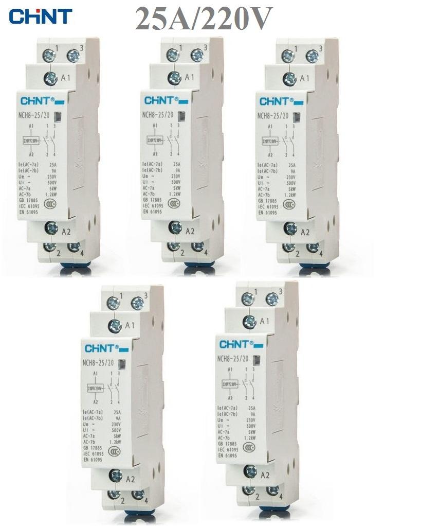 Bộ 5 khởi động từ contactor CHINT 25A/220V (Trắng)