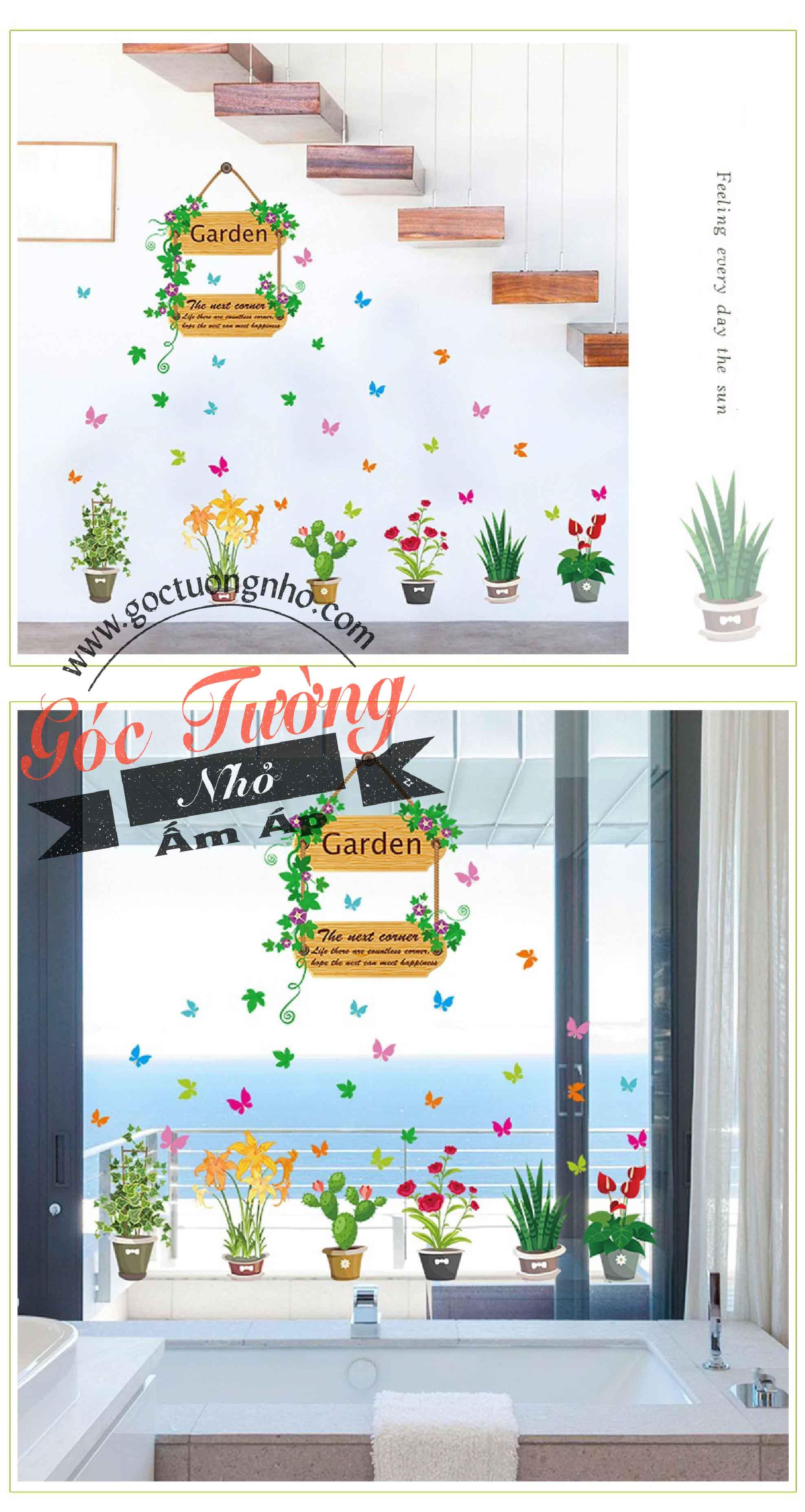 DECAL DÁN TƯỜNG HÌNH CHẬU CÂY SK7066
