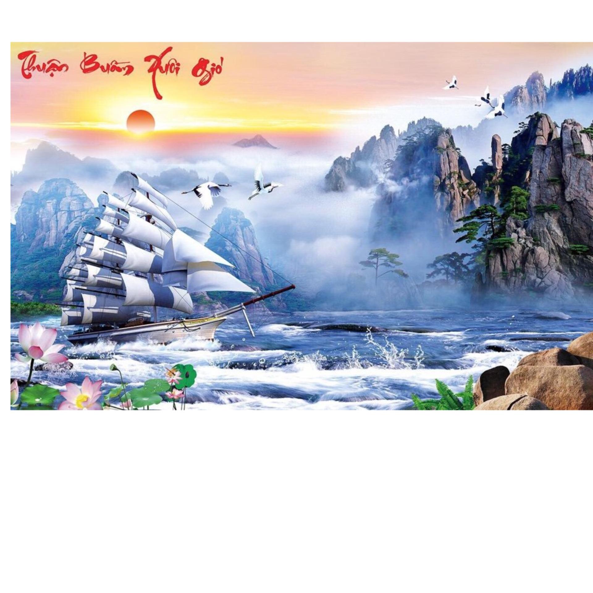 Tranh thêu chữ thập Thuận buồm xuôi gió 3D Ailuo AL53520 [Chưa Thêu]- Ngocthinhshop