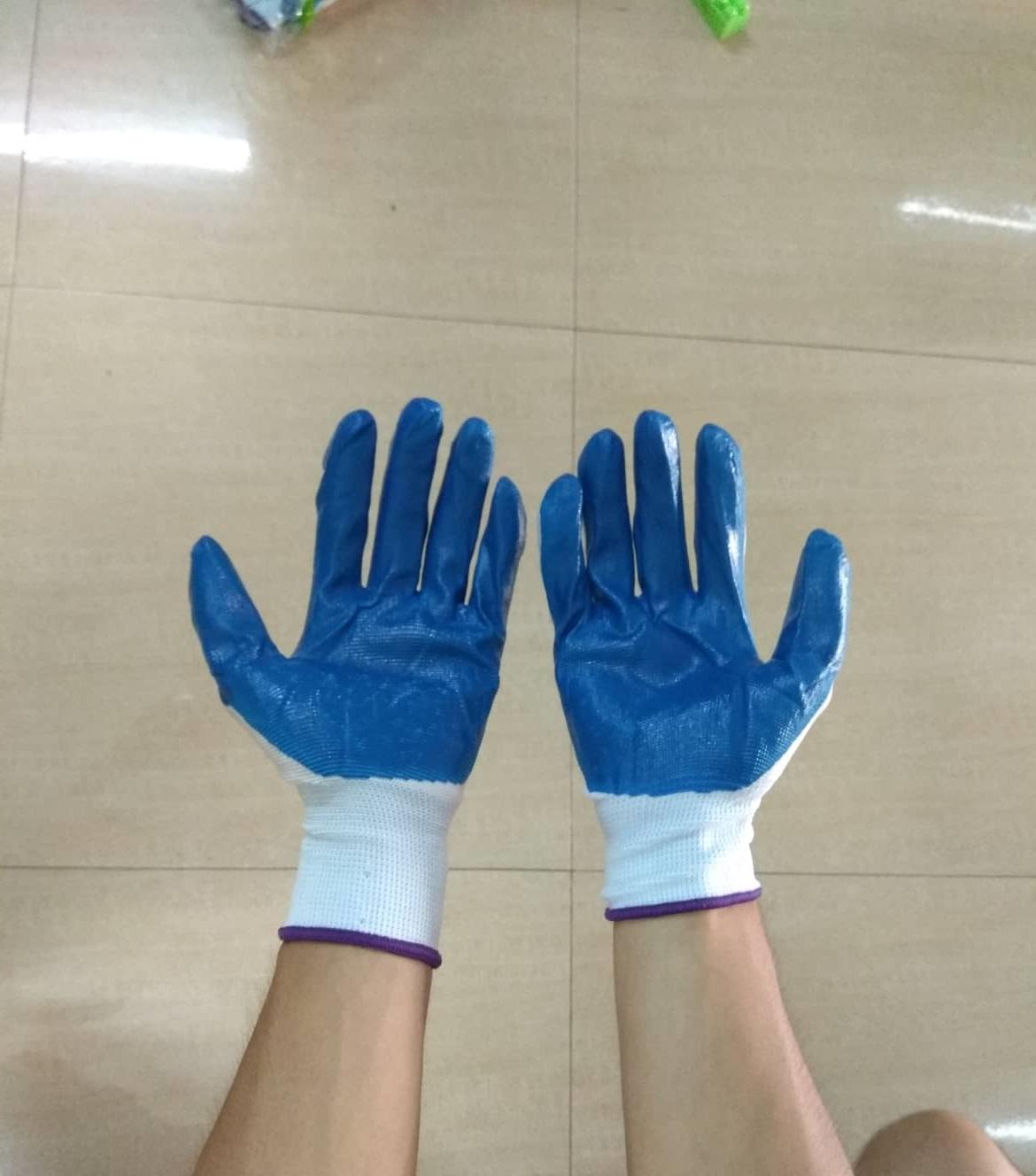 12 đôi găng tay phủ sơn xanh ( 1 túi )