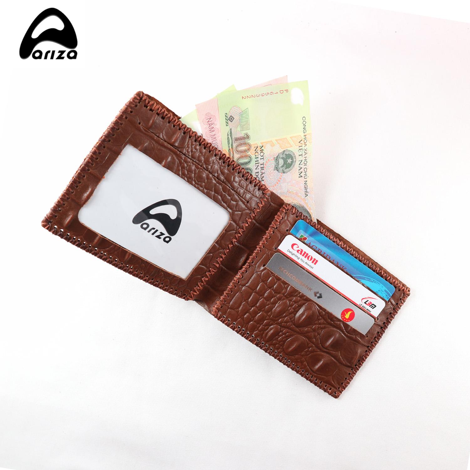 Ví bóp nam da bò thật (100%) vân cá sấu handmade Ariza ( PHAT TIEN SHOP bảo hành 12 tháng)