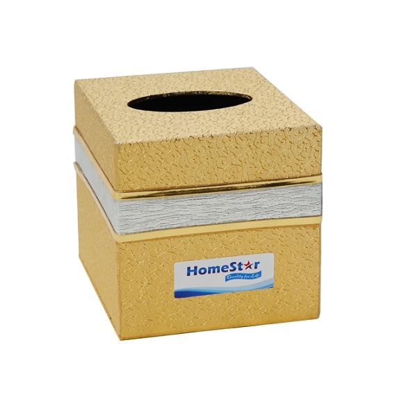 Hộp đựng giấy ăn, khăn giấy hình vuông cho bàn ăn golden Homestar (Vàng) BH376