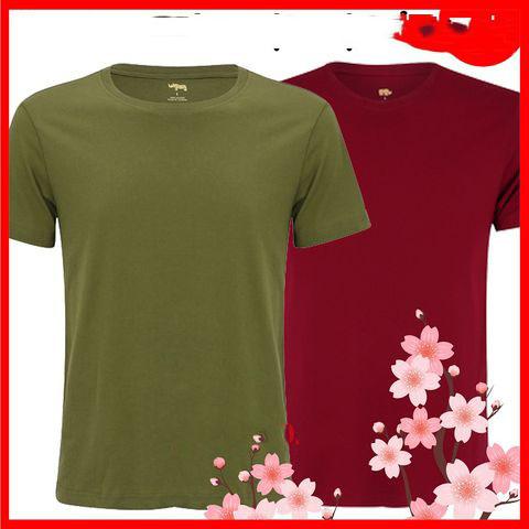 [HCM]Combo 2 áo thun nam body cổ tròn vải dày mịn thoáng mát phong cách hàn quốc ( xanh rêu. đỏ đô )