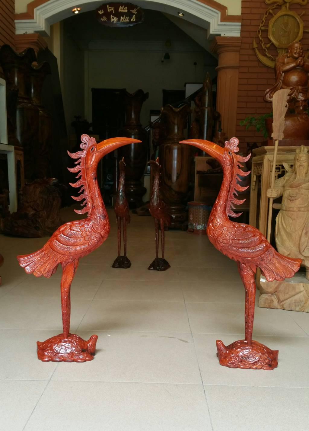 HẠC THỜ GỖ HƯƠNG CAO 50cm