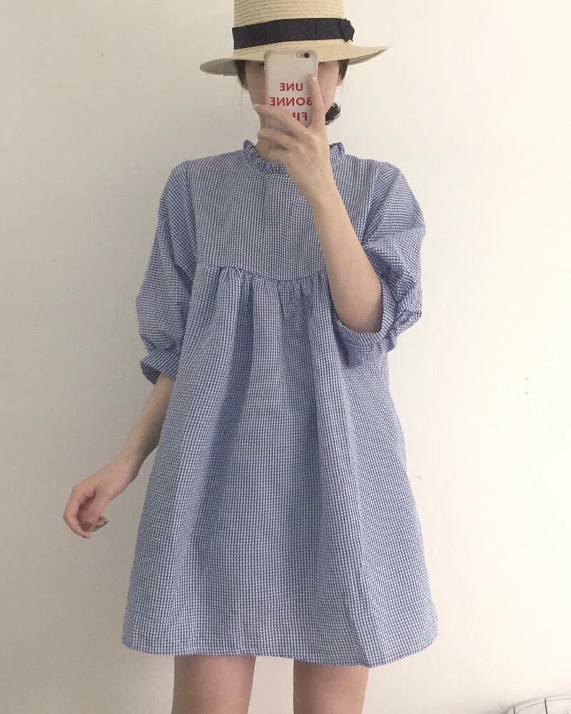 [HCM]Babydoll caro xanh nhí