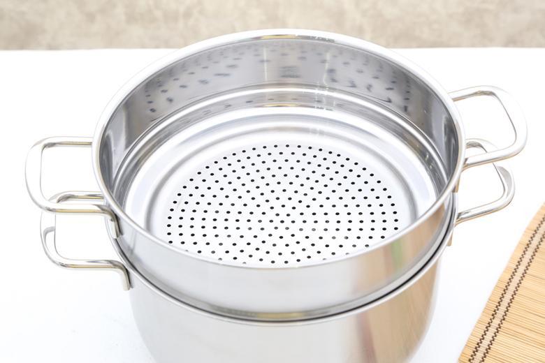 Bộ 5 món nồi xửng 3 đáy sử dụng được bếp từ Five Star (Nắp inox) ( Hàng Công ty- Phiếu bảo hành chính hãng 5 năm)