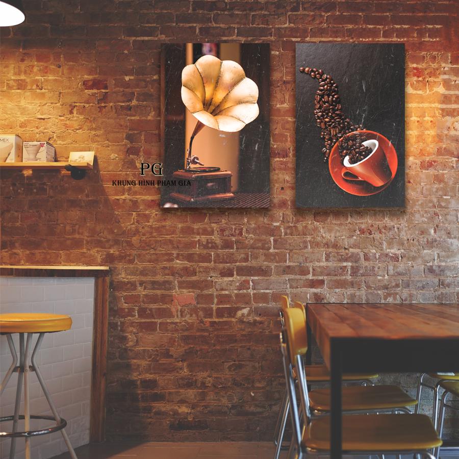 Bộ 2 tranh canvas cafe trang trí quán hiện đại - Khung Hình Phạm gia PGTK95