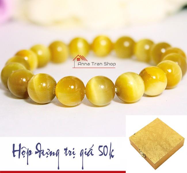Vòng tay đá mắt hổ tâm vàng 8ly HN20