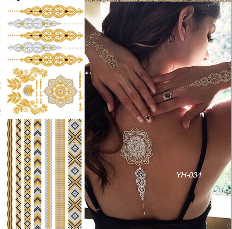 Combo 3 tấm hình xăm dán tattoo ánh kim đẹp 15x21cm