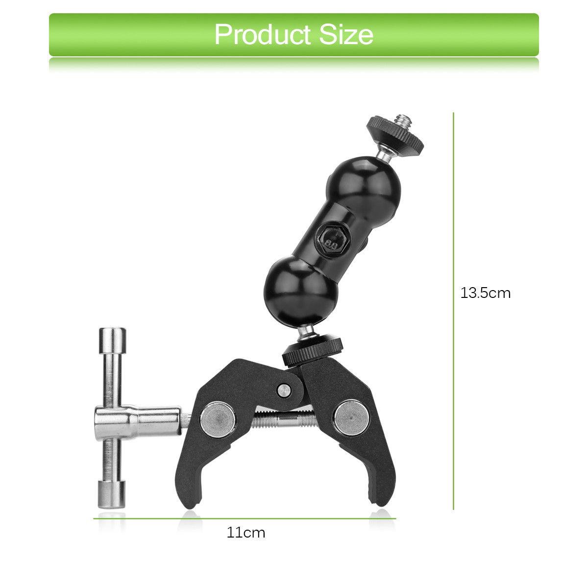 Magic arm mount mini xoay 360 độ và Kẹp ghi đông nhôm CNC siêu cứng gắn đèn Led Microphone