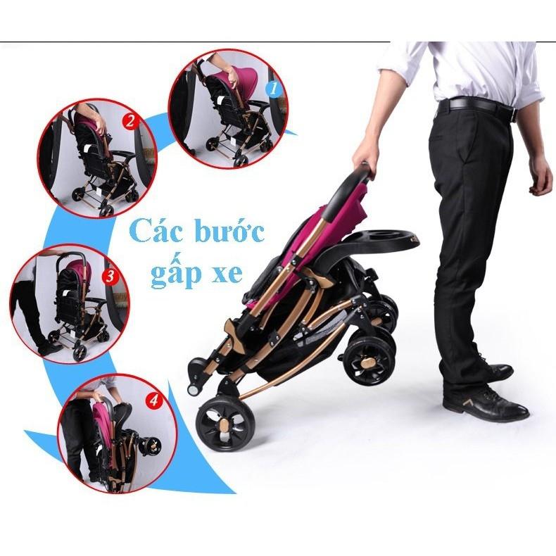 Xe đẩy bập bênh 2 chiều cho trẻ em Baobaohao C3 (Đen phối Hồng)
