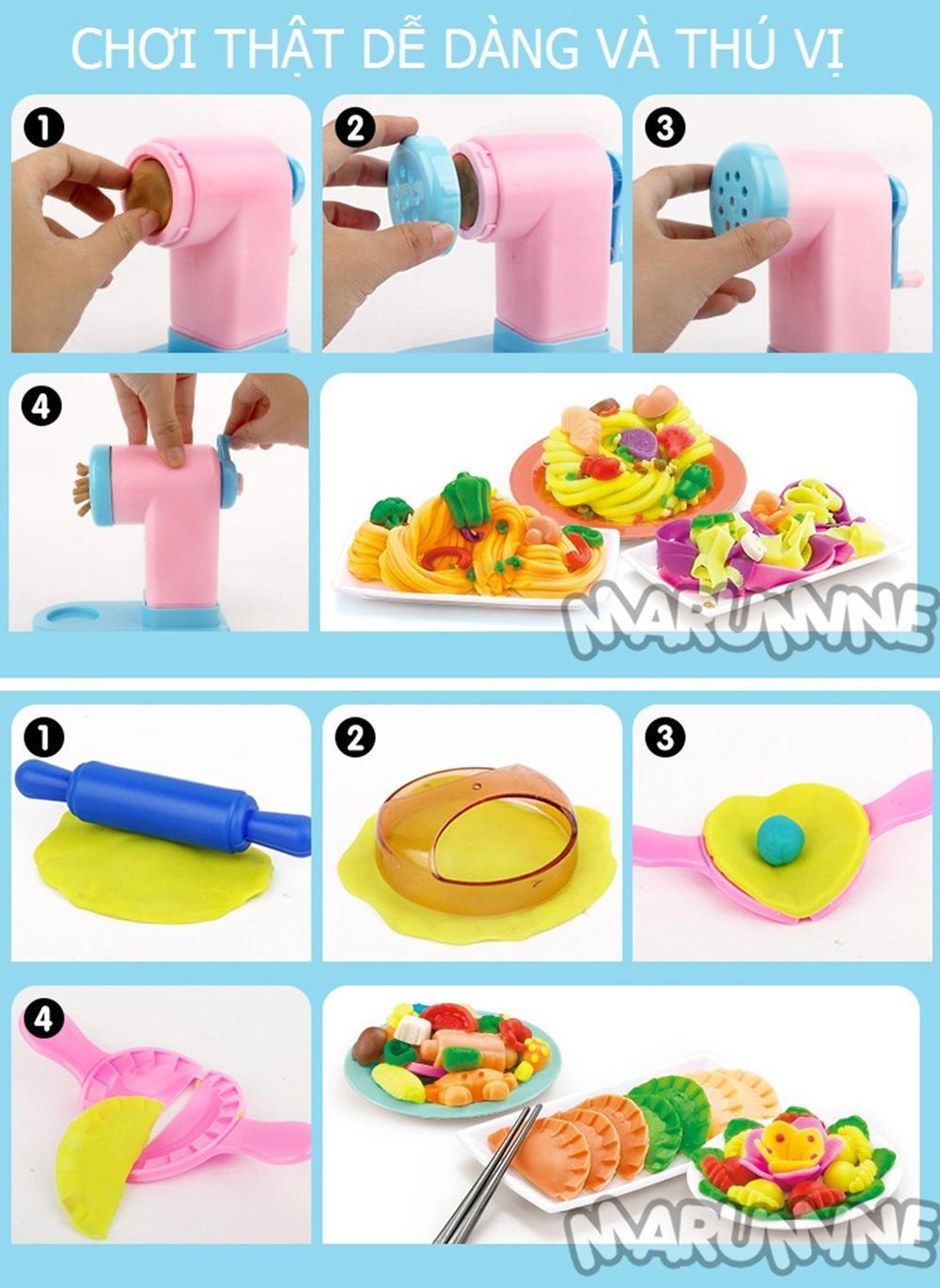 Bộ đất nặn Máy làm Bún, làm mỳ: đã gồm 5 hộp đất nặn - MS