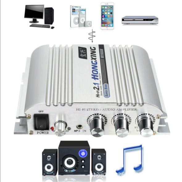 Ampli mini 12v hifi 2.1 độ xe nghe nhạc cực hay hx-168ah