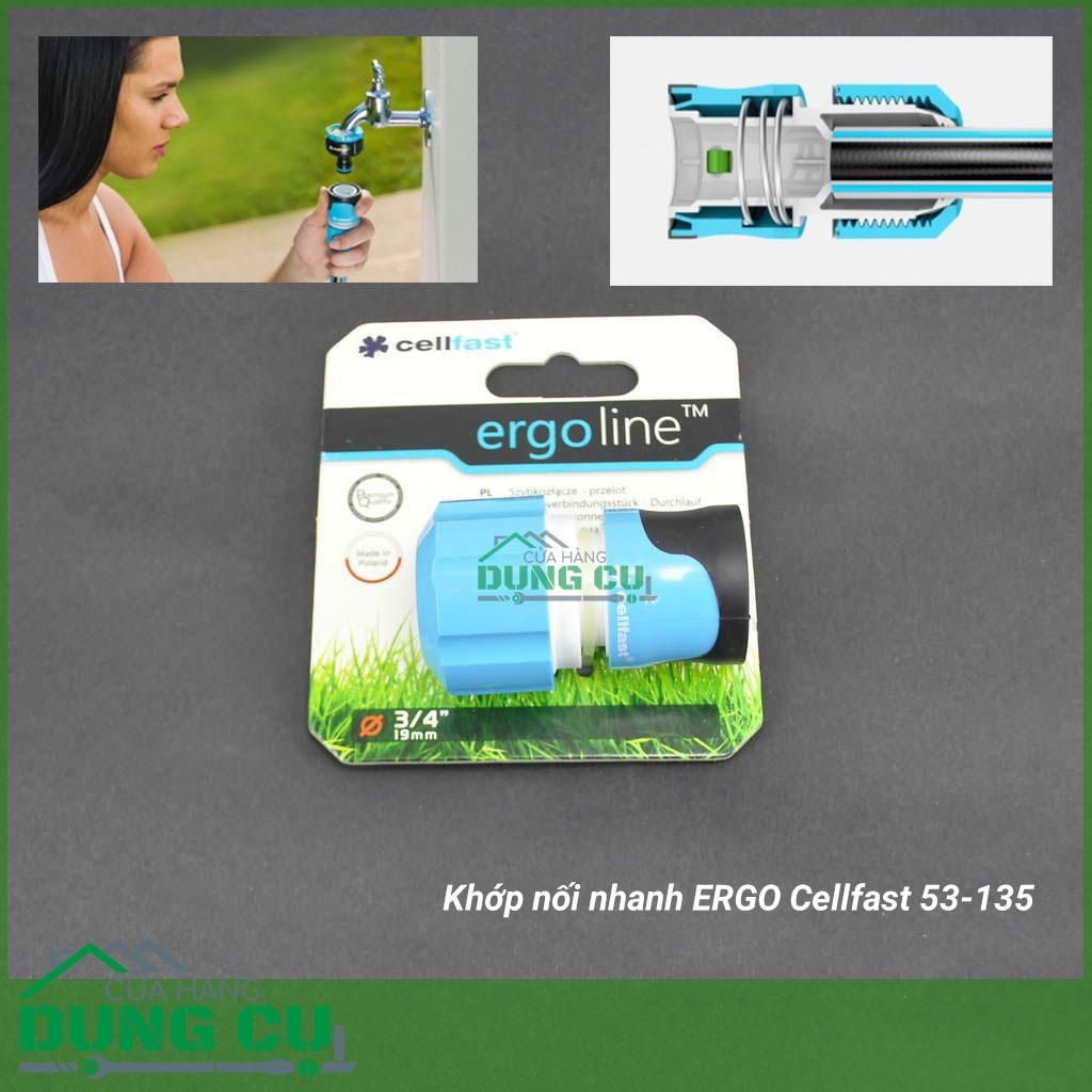 Khớp nối nhanh, cút nối nhanh ống nước với vòi nước ergo cellfast