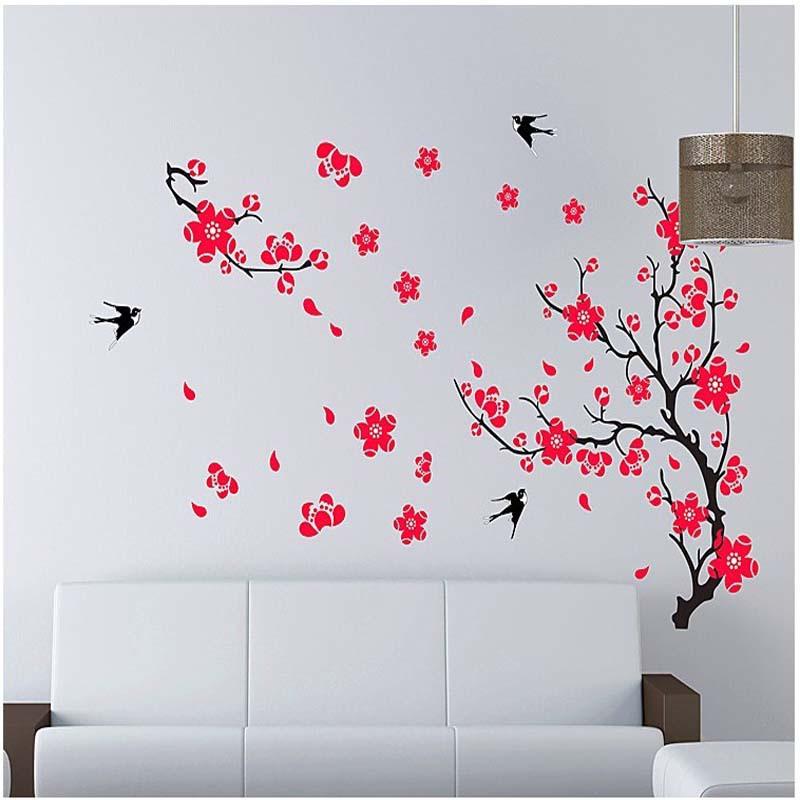 Decal dán tường cành đào và chim én AY818 flowerdecal