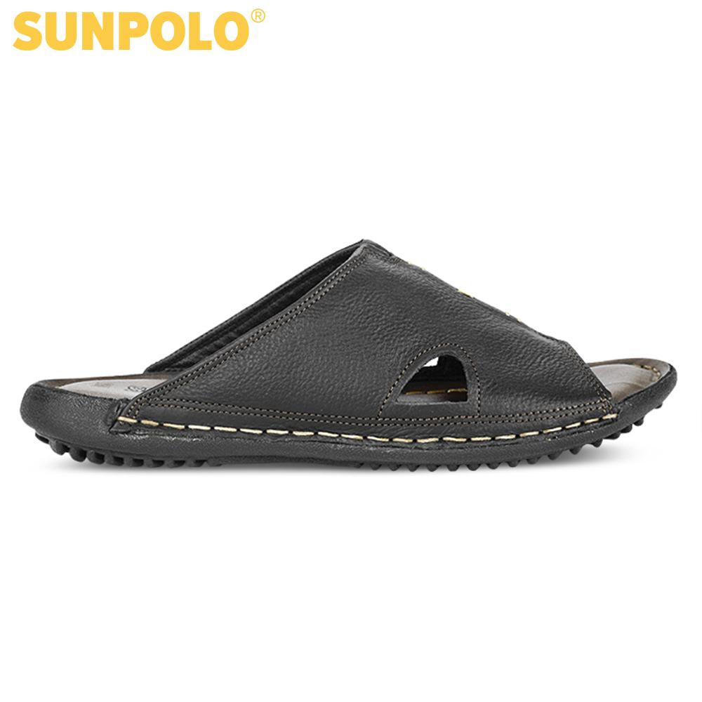 Dép Quai Ngang Nam Da Bò SUNPOLO DQN012 (Đen, Nâu)