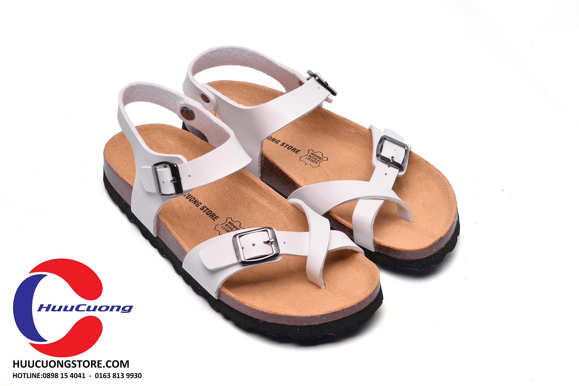 Giày sandal xỏ ngón trắng nam nữ đế trấu