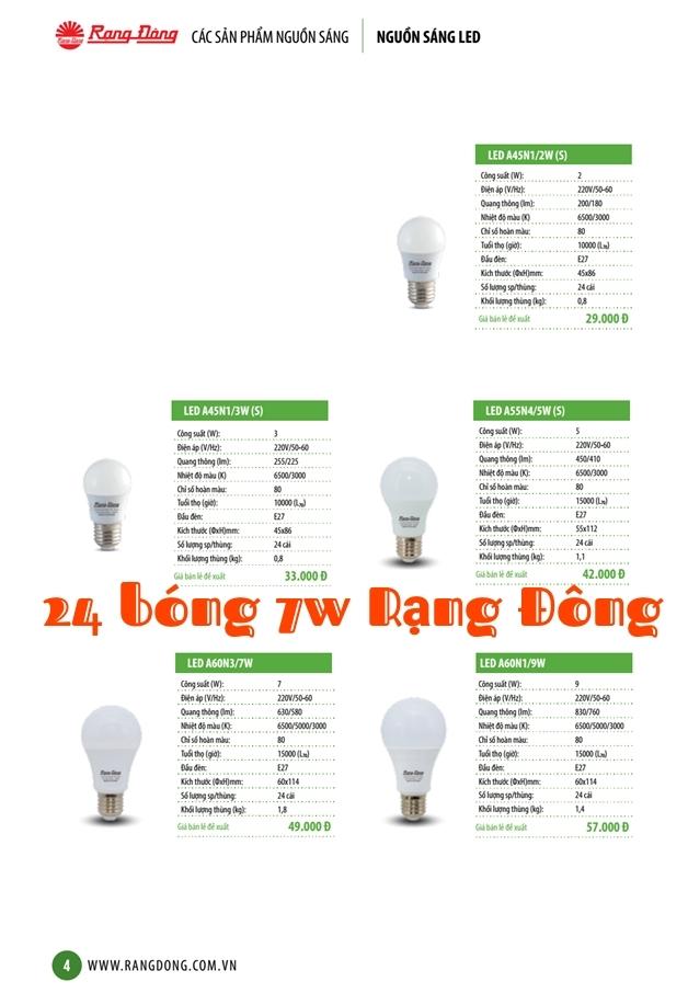 24 bóng đèn LED 7w Rạng Đông