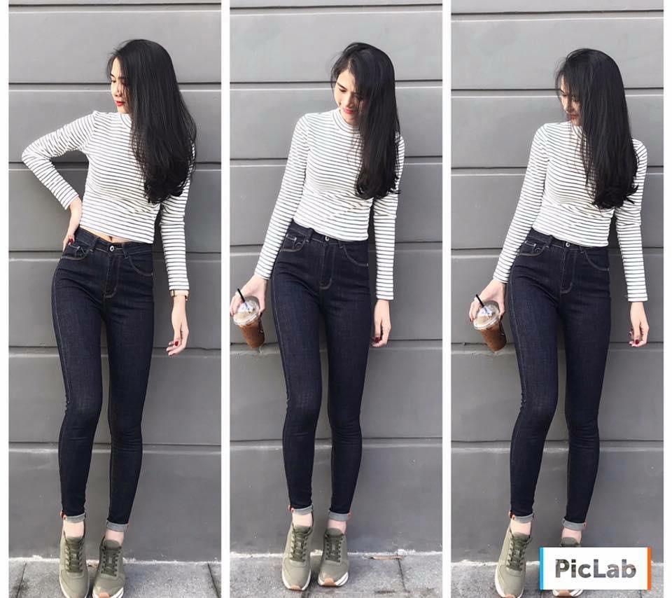 [HCM]Quần jean muối tiêu đen co dãn mạnh - MoliJeans