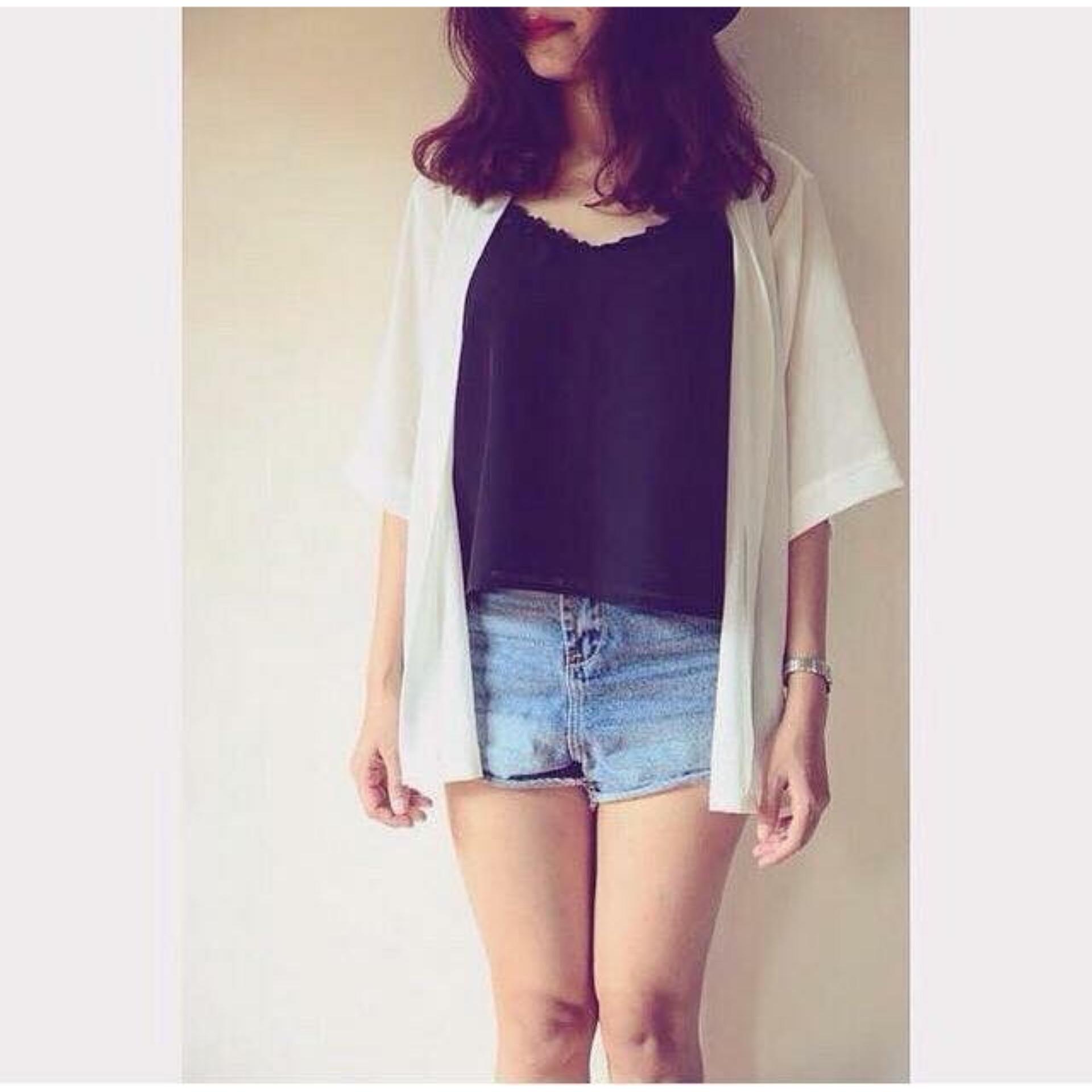 Aó cardigan kimono (Đen)