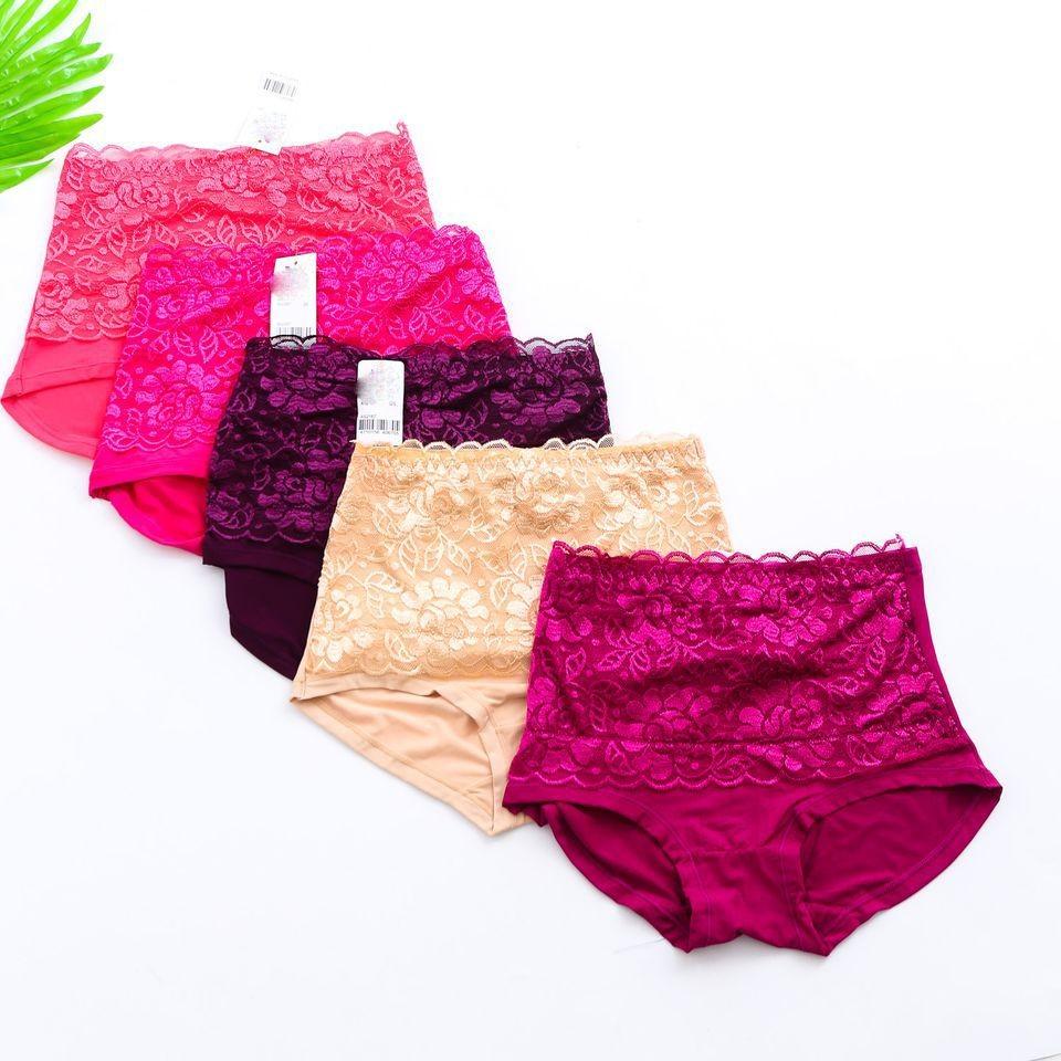 quần lót cạp cao gen bụng chất cotton phối ren