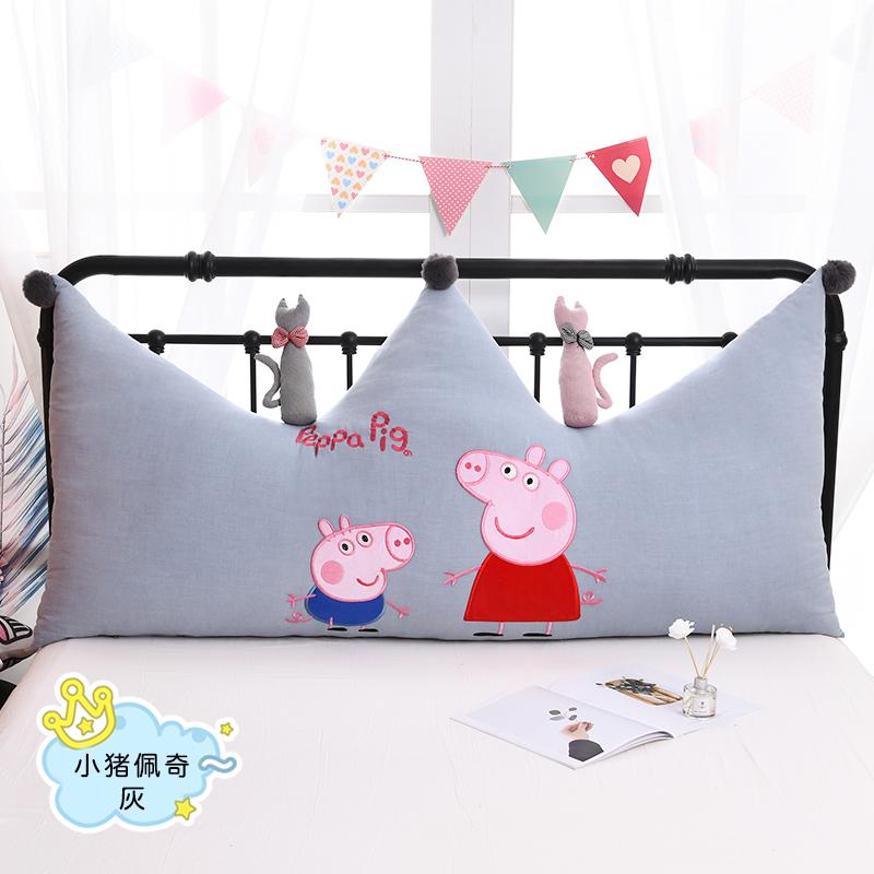 Hoạt Hình Page 100% Cotton Bông Giặt Nước Miếng Thêu Dán Vải Vương Miện Đệm Tựa Giường Ngủ Đầu Tựa Lưng Sô Pha Gối Tựa Có Thể Tháo Ra Giặt