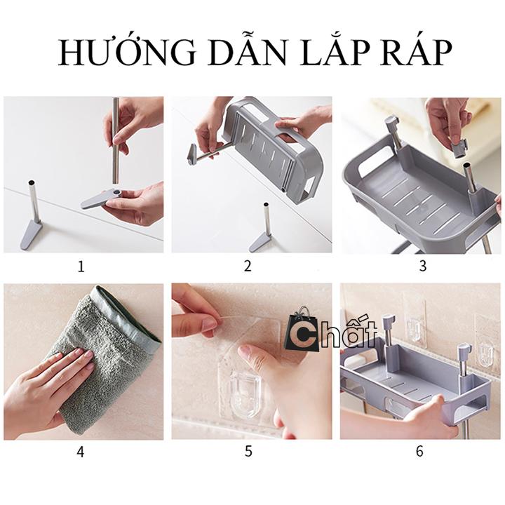 Kệ để đồ nhà tắm 2 tầng áp tường