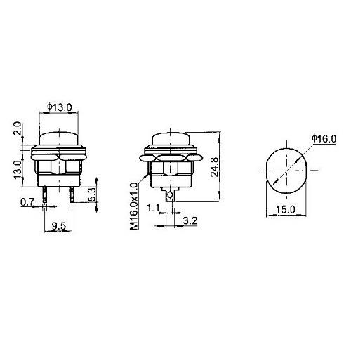Combo 5 nút nhấn đề nhả 2 chân r13-507 3a 250v
