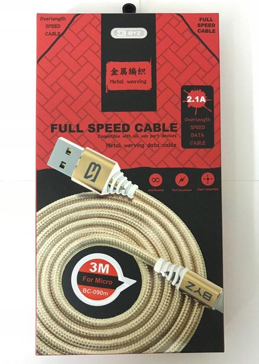 Cáp sạc BYZ BC-090m đầu micro dài 3 mét