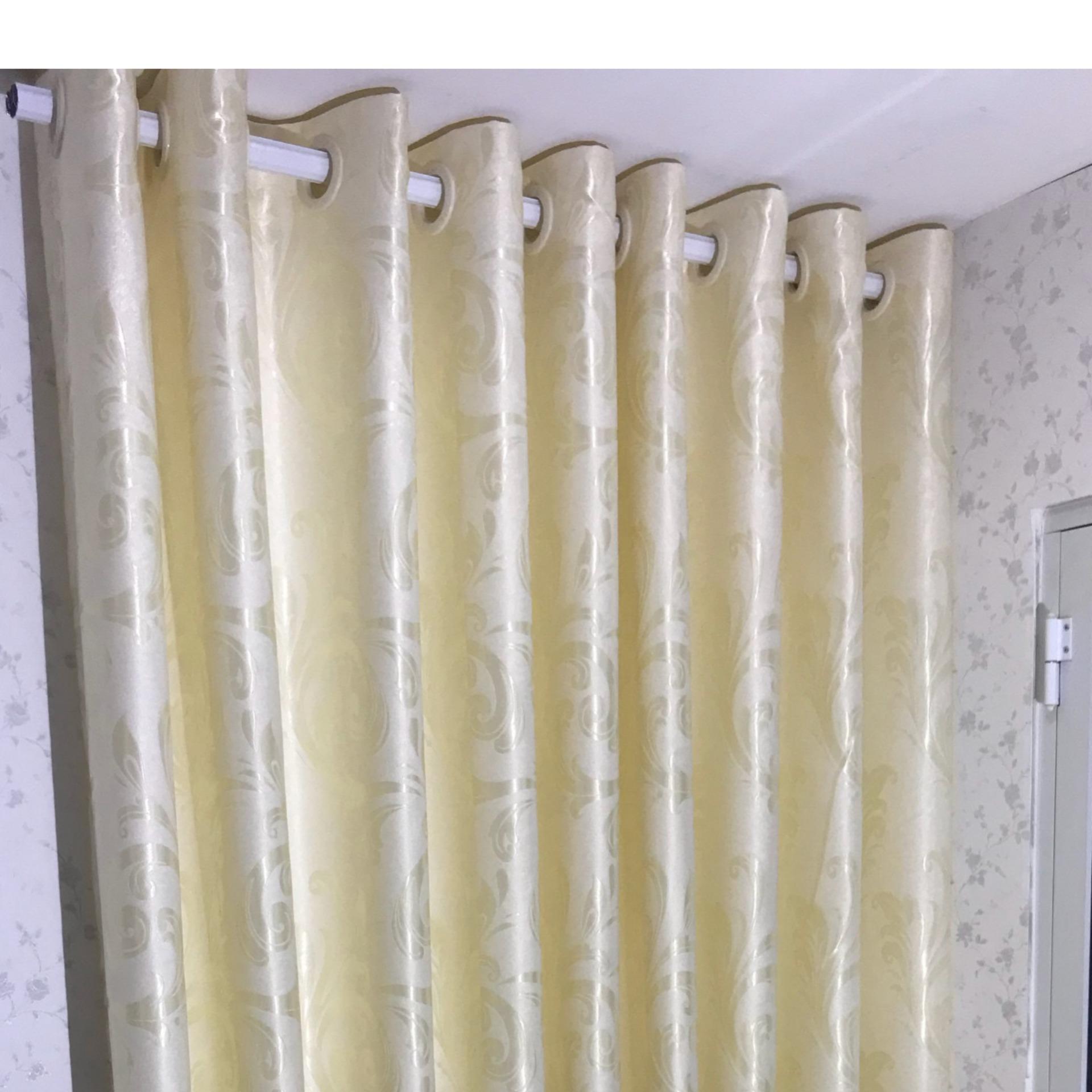 Rèm, màn cửa Ph curtains ( Ngang 300 x cao 270cm) màu trắng Kem + tặng dây vén màn