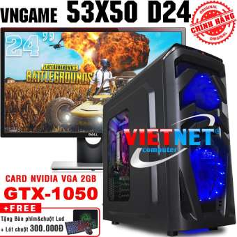 - máy tính chiến game vngame 53x50 d24 intel 3470 card gtx1050ti 8gb 500gb + mh del 24 inch