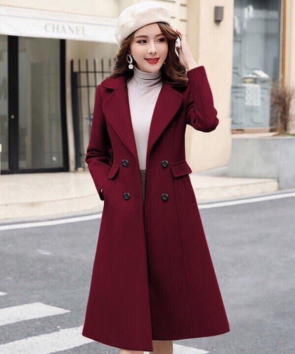 ÁO KHOÁC DẠ CỔ VEST DÁNG DÀI 4 NÚT CAO CẤP