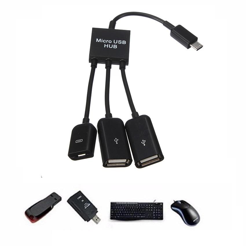 Cáp OTG Micro USB Hub OTG hỗ trợ sạc nguồn cho Điện thoại, Máy tính bảng - Bảo Hành 3 tháng 1 đổi 1