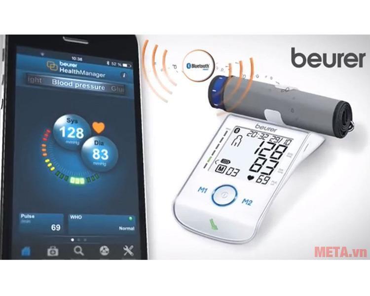 Máy đo huyết áp bắp tay Bluetooth Beurer BM85 ( trắng) - Hàng nhập khẩu