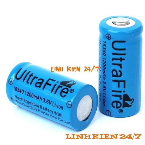PIN SẠC 3.6V LI-ION ULTRAFIRE 16340-1200MAH ( 1 ĐÔI)