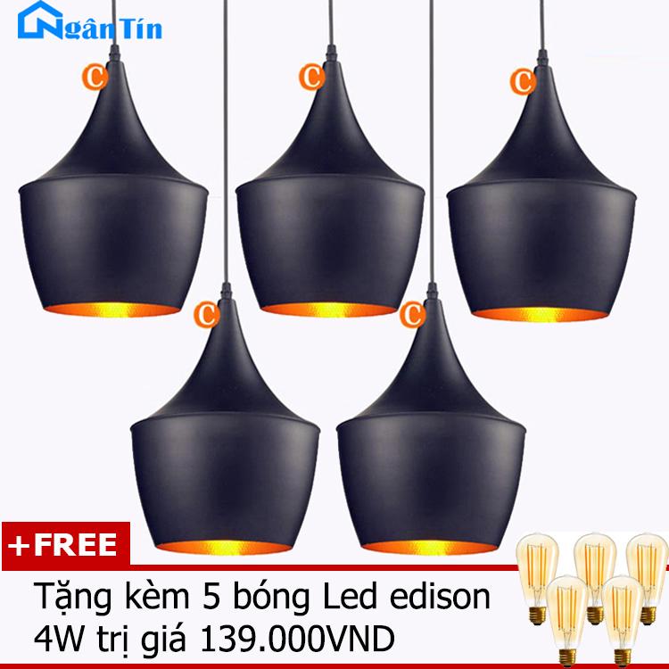 Bộ 5 đèn thả trần trang trí nhà quán cà phê THCN28 (Tặng kèm 5 bóng led edison 4w)