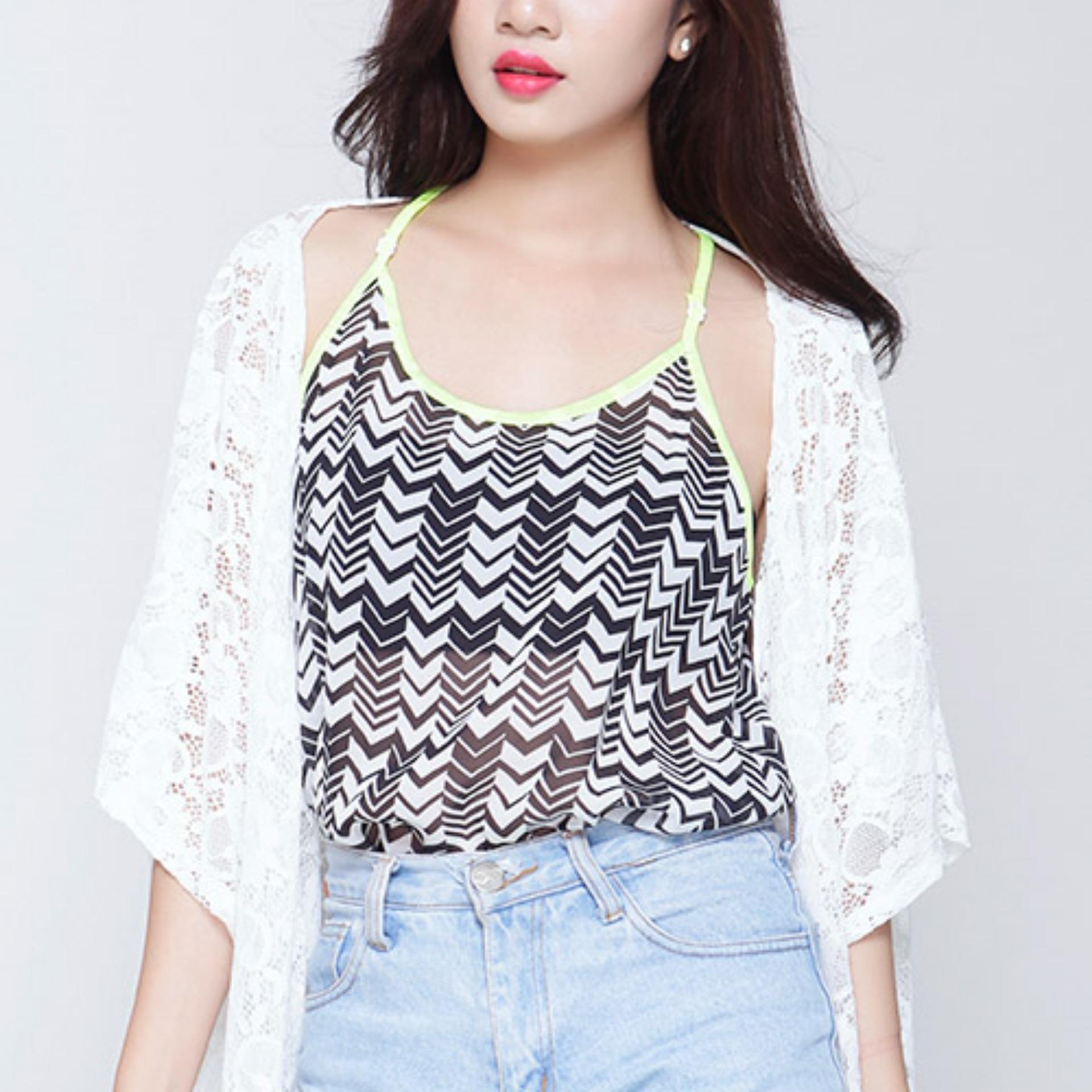 [HCM]Aó cardigan kimono ren trắng