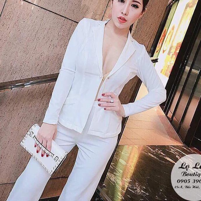 Sét áo vest trâm cài quần tây