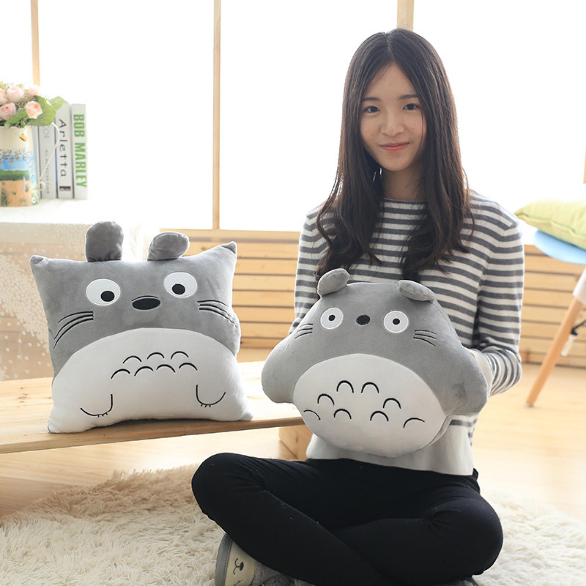 Chăn gối văn phòng 3in1 - Totoro vuông (Xám)