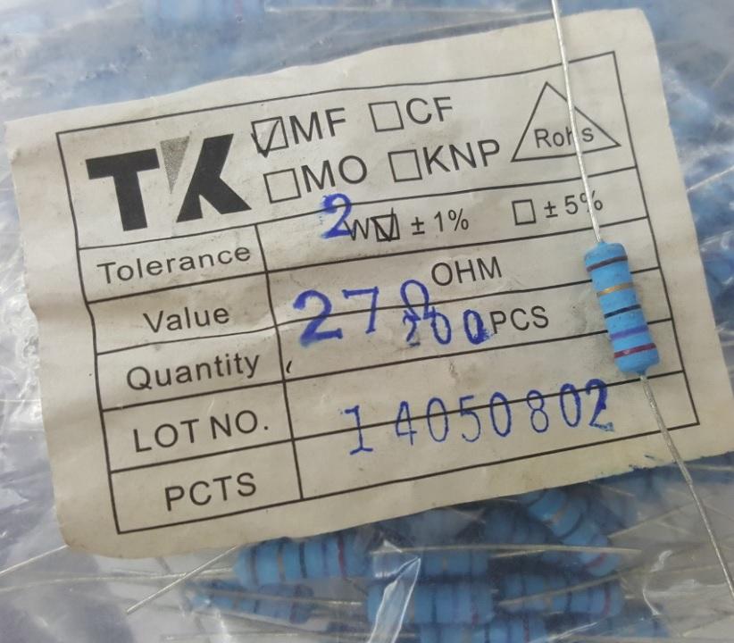 Combo 50 con điện trở 2w, (5 vạch),27 Ohm