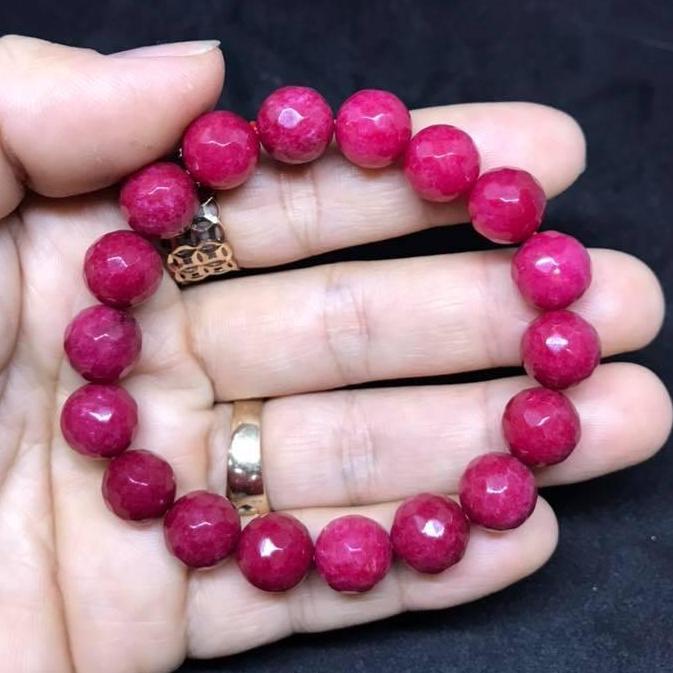 [HCM]VÒNG TAY HỒNG RUBY MÀI GIÁC 10LY