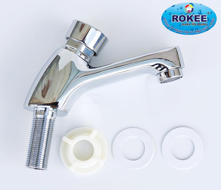 Vòi lavabo lạnh nhấn hơi Rokee DL311 (Trắng bạc)