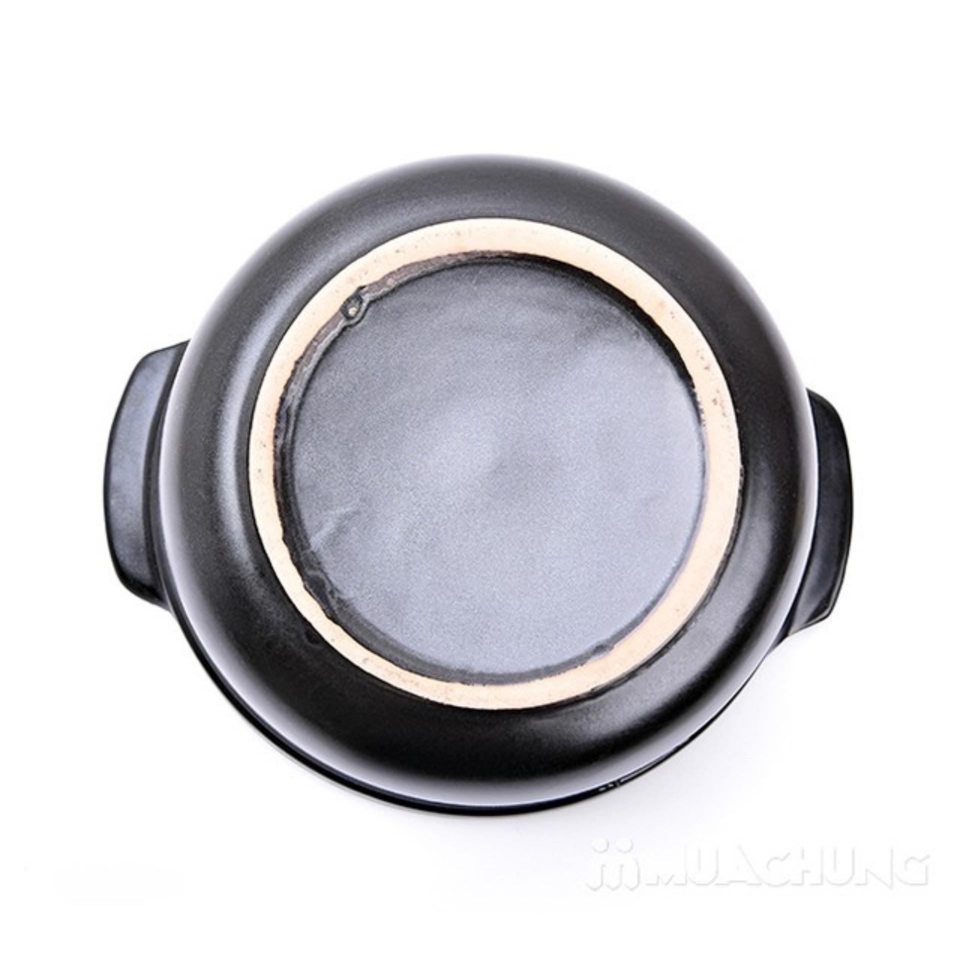 Nồi đất kho thịt-cá tráng men chịu nhiệt 1.5L (Đen)