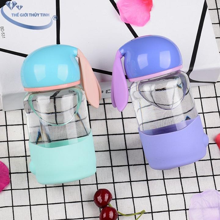 Bình Thủy Tinh Tai Thỏ 350ML