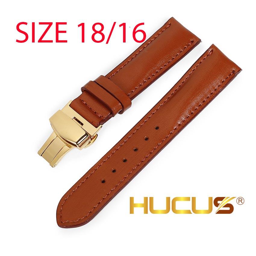 Dây Đồng Hồ Nam Da Bò Thật + Khóa Bướm HC8302 (Size 18)