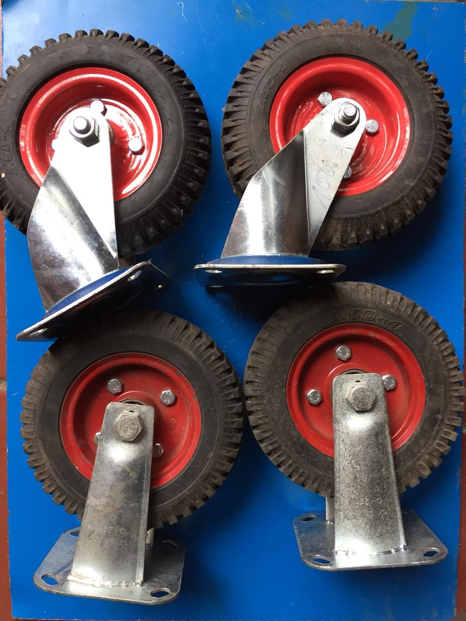 Bộ 4 bánh xe chịu tải, bộ 4 bánh xe đỏ 200 siêu bền 2 tĩnh. 2 xoay), bánh xe đẩy hàng