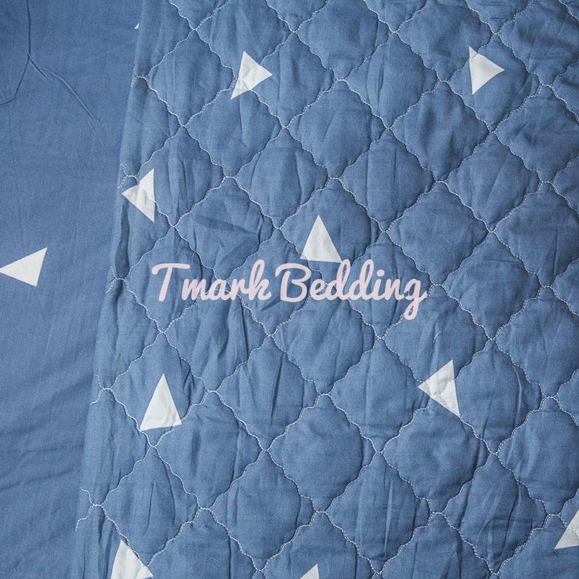 Bộ ga gối giường Cotton Poly Tmark (Tam giác trắng nền xám)