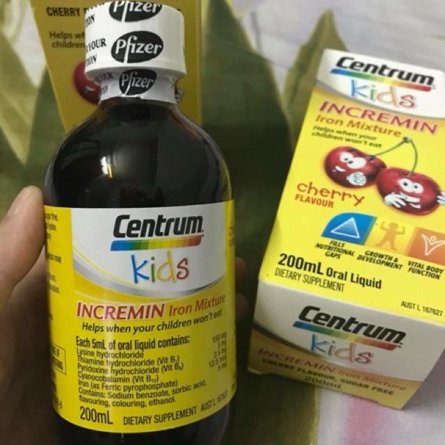 Siro cho trẻ biếng ăn Centrum Kids Incremin chai 200ml Úc
