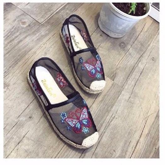 Giày slip-on thêu bướm cao cấp