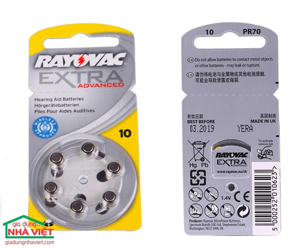 PIN MÁY TRỢ THÍNH RAYOVAC A10 EXTRA ADVANCED